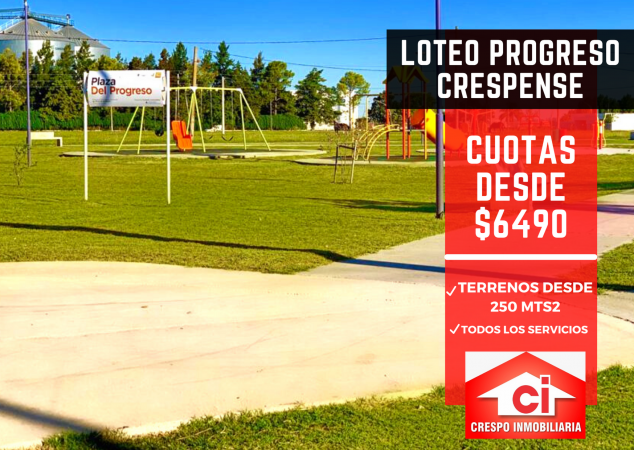 VENTA de Loteo Progreso Crespense en Crespo