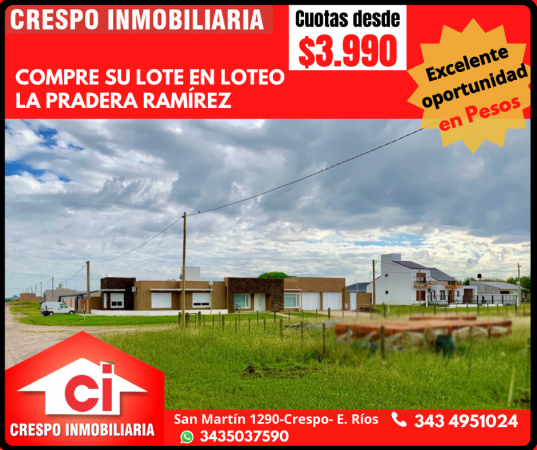 VENTA de Terreno en General Ramírez